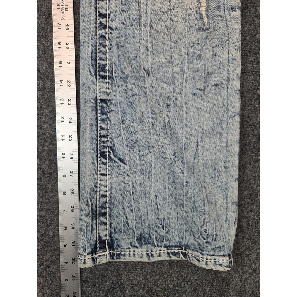 Rock Revival Olen Jeans Mens 34x32 (31tag) Blue Distressed Stretch - Picture 3 of 9